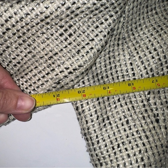 WHBM Tweed Fringe Jacket Black White 3/4 Sleeves Sz 12 - Picture 10 of 17